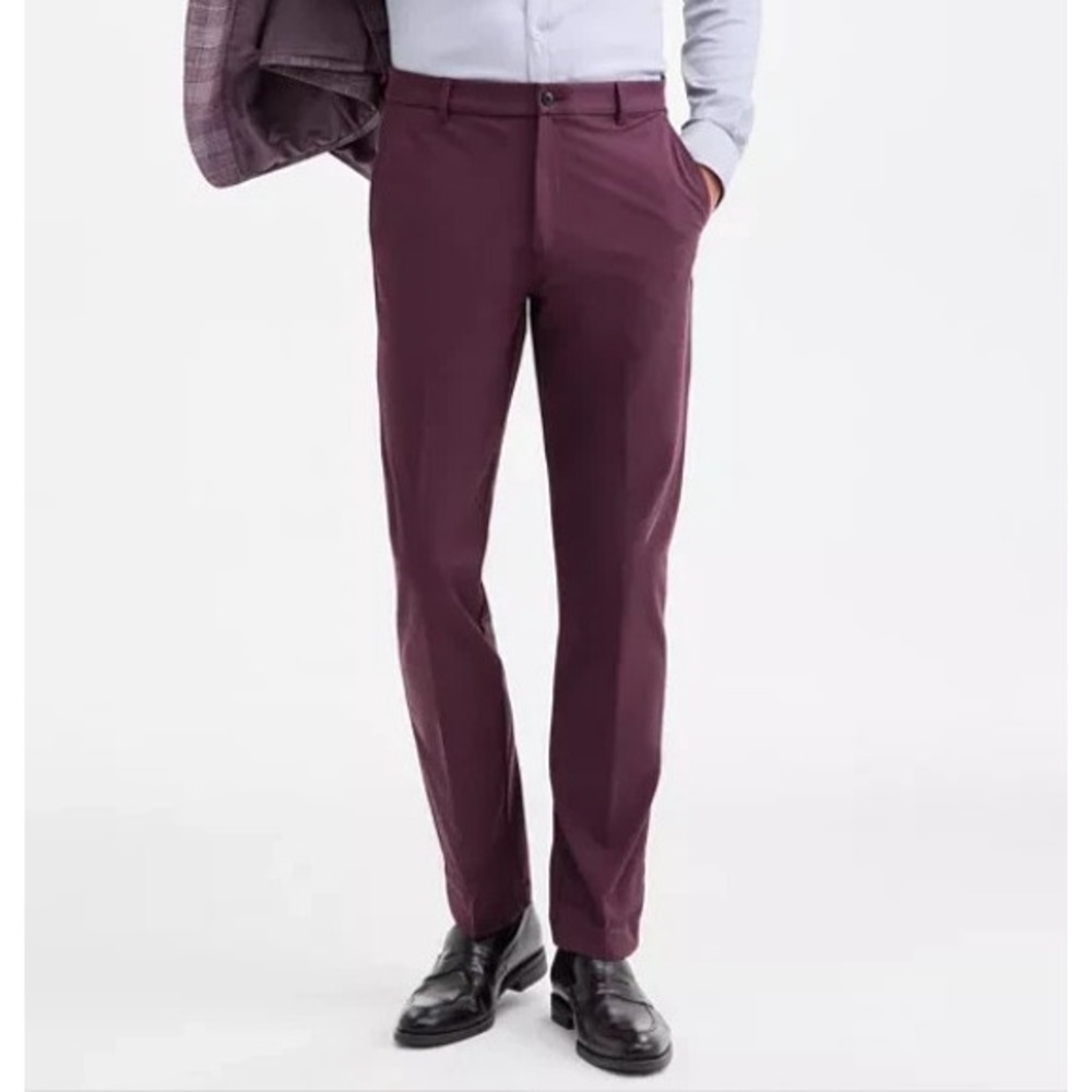 Michael Kors Mens Classic fit Dress Pants 40W 32L Berry Solid Stretch
